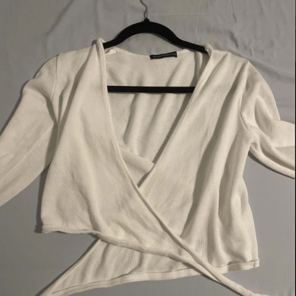 Brandy Melville Coco Wrap Long Sleeve Top – Black – OS